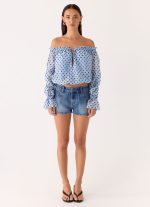 Kayda Low Rise Denim Shorts - Blue Wash - 图片 3
