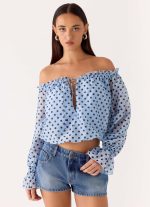 Kayda Low Rise Denim Shorts - Blue Wash - 图片 5