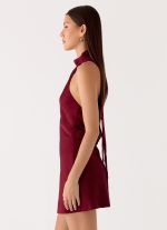 Keena Scarf Mini Dress - Burgundy - 图片 2