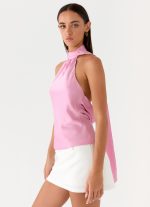 Keena Scarf Top - Pink