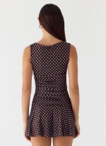Kelda Mini Dress - Chocolate Blue Dot - 图片 3
