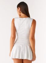 Kelda Mini Dress - White Polka Dot - 图片 3