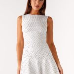Kelda Mini Dress - White Polka Dot