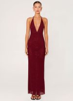 Keliese Beaded Maxi Dress - Burgundy