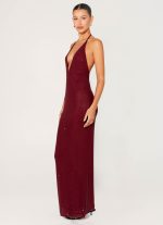 Keliese Beaded Maxi Dress - Burgundy - 图片 2