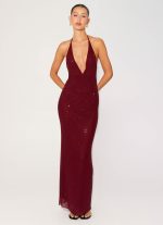 Keliese Beaded Maxi Dress - Burgundy - 图片 5