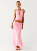 Kerrie Hanky Midi Skirt - Baby Pink