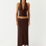 Kerrie Hanky Midi Skirt - Chocolate