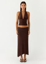 Kerrie Hanky Midi Skirt - Chocolate