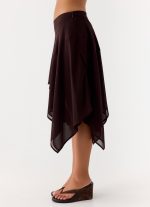 Kia Low Rise Asymmetrical Midi Skirt - Chocolate - 图片 3