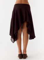 Kia Low Rise Asymmetrical Midi Skirt - Chocolate - 图片 4