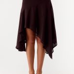 Kia Low Rise Asymmetrical Midi Skirt - Chocolate