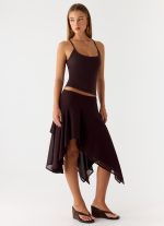 Kia Low Rise Asymmetrical Midi Skirt - Chocolate - 图片 5