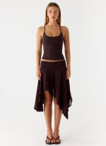 Kia Low Rise Asymmetrical Midi Skirt - Chocolate - 图片 6