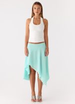 Kia Low Rise Asymmetrical Midi Skirt - Aqua - 图片 2
