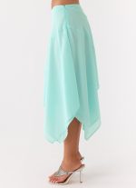 Kia Low Rise Asymmetrical Midi Skirt - Aqua - 图片 3