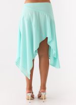 Kia Low Rise Asymmetrical Midi Skirt - Aqua - 图片 4