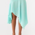 Kia Low Rise Asymmetrical Midi Skirt - Aqua