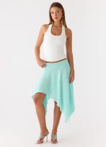 Kia Low Rise Asymmetrical Midi Skirt - Aqua - 图片 5