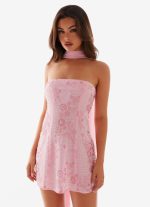 Kiesha Strapless Scarf Mini Dress - Pink - 图片 6