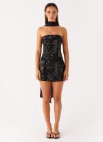 Kiesha Strapless Scarf Mini Dress - Black - 图片 2