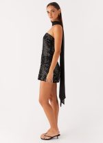 Kiesha Strapless Scarf Mini Dress - Black - 图片 3