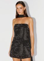 Kiesha Strapless Scarf Mini Dress - Black - 图片 6