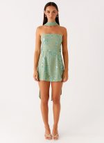 Kiesha Strapless Scarf Mini Dress - Mint - 图片 6