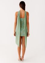 Kiesha Strapless Scarf Mini Dress - Mint - 图片 4