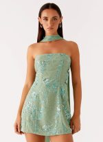 Kiesha Strapless Scarf Mini Dress - Mint - 图片 5