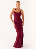 Kill This Love Ribbed Maxi Dress - Dark Cherry - 图片 5