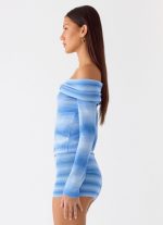 La Luna Bardot Knit Top - Cerulean - 图片 2