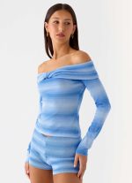 La Luna Bardot Knit Top - Cerulean - 图片 6