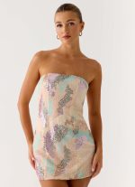 Leena Strapless Beaded Mini Dress - Swirl Sequin - 图片 7