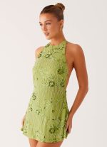 Leo Beaded Mini Dress - Green - 图片 3