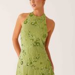 Leo Beaded Mini Dress - Green