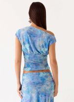 Liana Asymmetrical Top - Aqua Paisley - 图片 4