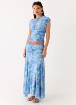 Liana Asymmetrical Top - Aqua Paisley - 图片 5
