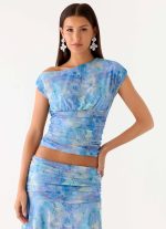 Liana Asymmetrical Top - Aqua Paisley - 图片 6