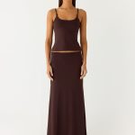 Like A Flower Maxi Skirt - Chocolate