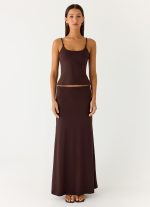 Like A Flower Maxi Skirt - Chocolate