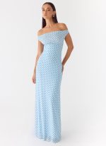 Like Me Now Maxi Dress - Blue Mocha Dot - 图片 5