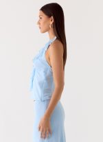 Log In Halter Top - Blue - 图片 3