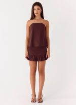 Lucie Mae Linen Mini Skirt - Chocolate Drizzle - 图片 3
