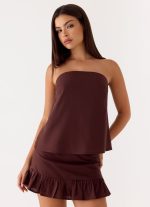 Lucie Mae Linen Mini Skirt - Chocolate Drizzle - 图片 5