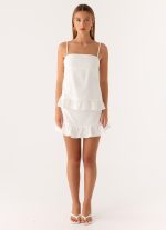 Lucie Mae Linen Mini Skirt - White - 图片 5