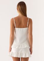 Lucie Mae Linen Mini Skirt - White - 图片 3