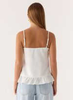 Lucie Mae Linen Top - White - 图片 3