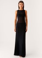 lyria Mesh Maxi Dress - Black - 图片 2