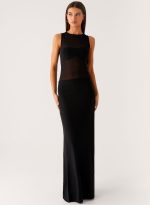 lyria Mesh Maxi Dress - Black